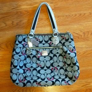 Coach Poppy Signature Hearts Glam Tote Bag Purse 18711